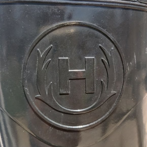 Glossy, dressy Hunter tall black wedge rain boots - Picture 3 of 12